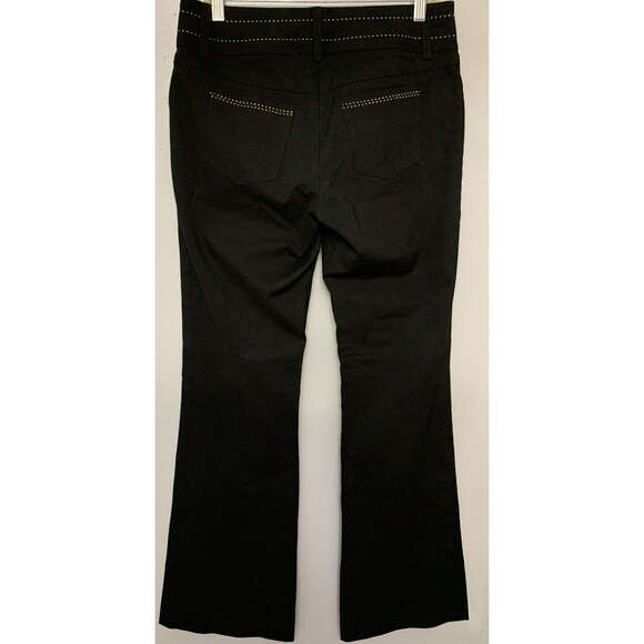 Cache Black Stretch Boot Leg Jeans White Leather Around Front Pockets. Size8. - Picture 2 of 7